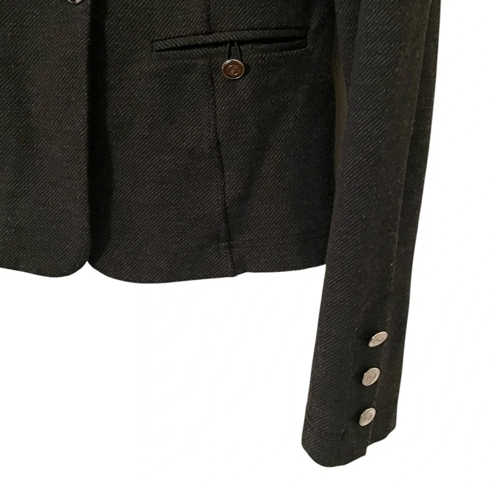Armani Jeans Women’s Gray Black Herringbone One Button Two Pocket‎ Blazer Size S
